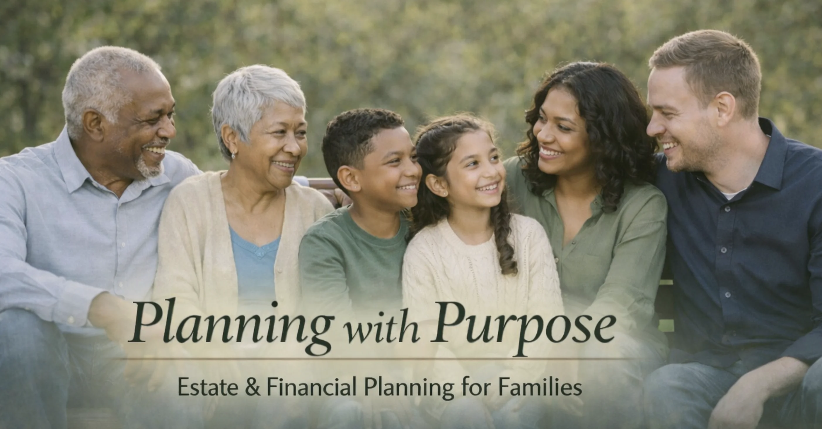 Planning with Purpose, Estate and Financial Planning for Families, a multigenerational family together outdoors